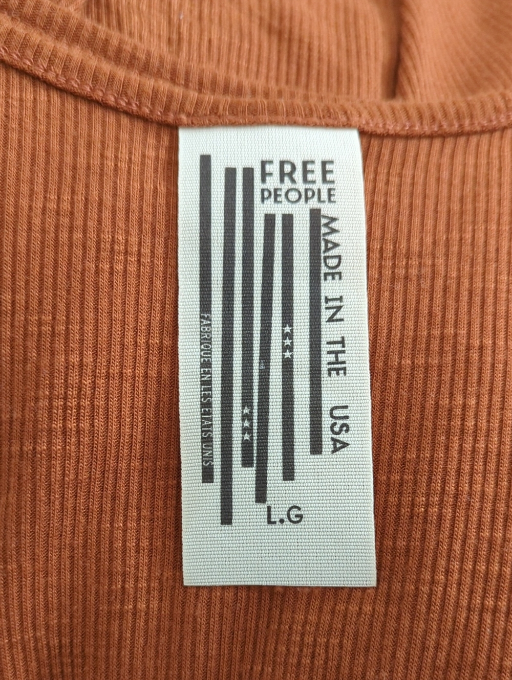 🌻💎 Free People Vintage Rust Scoop Neck Ribbed Tank Top Size Large - Flawed Gem - Picture 7 of 9